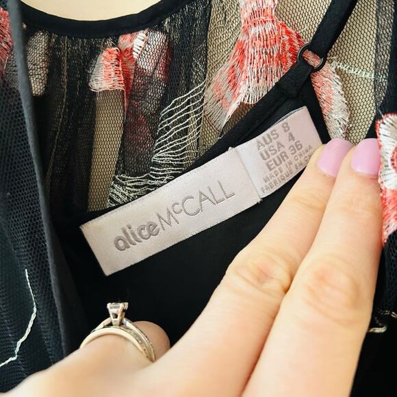 Alice McCall Wish You Were Here Mini Dress Sugar Plum Floral Black 4 US Women’s - Picture 5 of 11